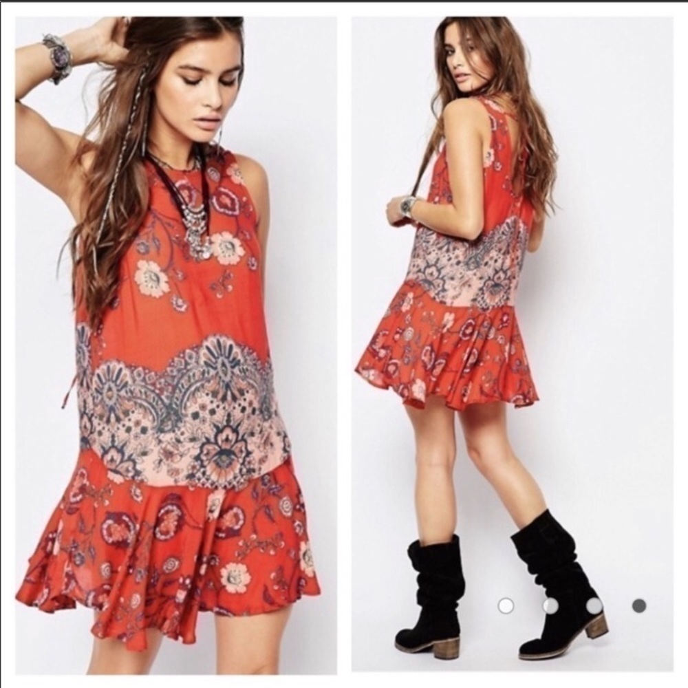 Free People Dobby Dot Voile Dress in Vintage Red in Size XS - Picture 2 of 11
